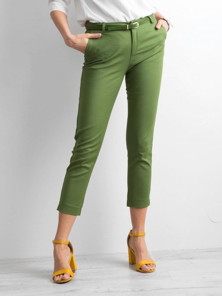 Zelené nohavice s opaskom