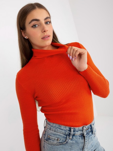 Oranžový dámsky sveter -rolák